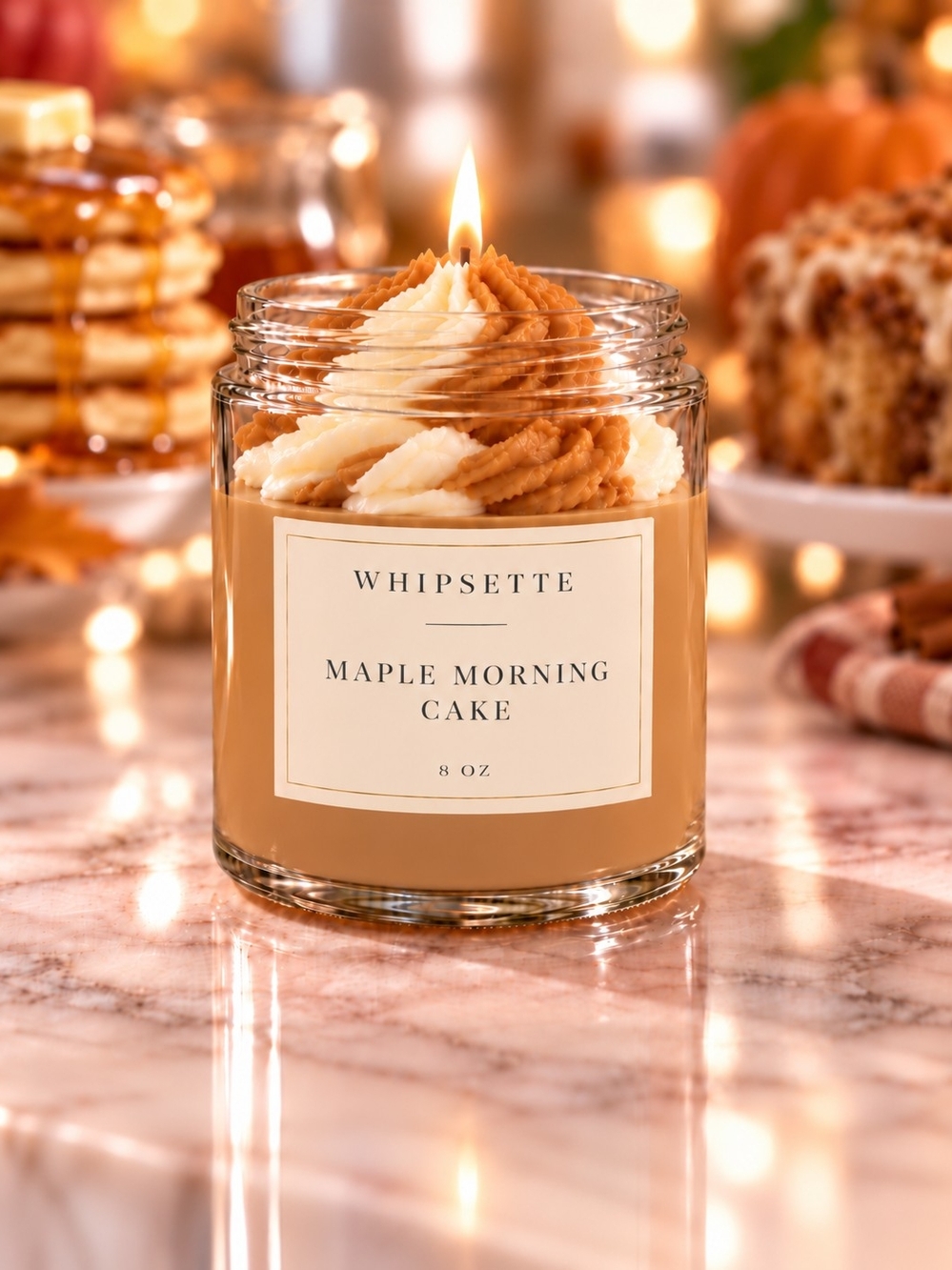 Maple Morning Cake Scented Candle - Cream & Brown